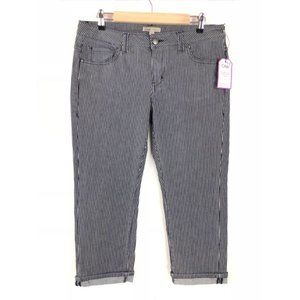 Cabi #324 Johnny Crop Railroad Blue Jeans W/ White Stripes Size 8